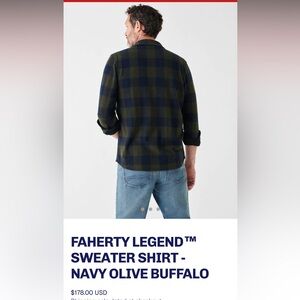 Faherty Navy Olive Buffalo Button Down Shirt